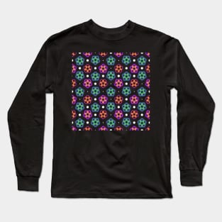 Abstract Pentagon Geometric Pattern | Red Yellow Green Red Purple Blue Black Long Sleeve T-Shirt